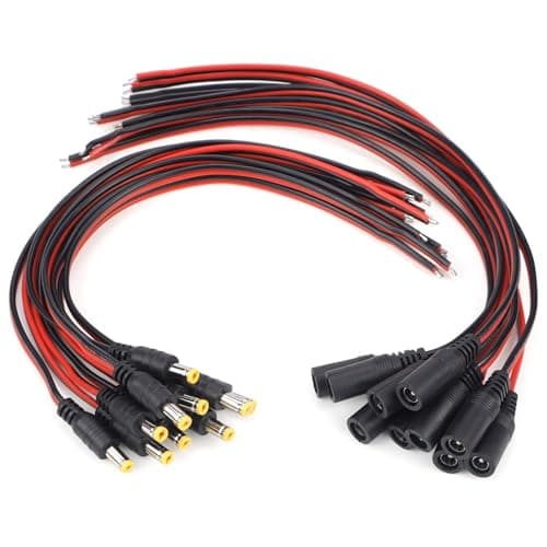 20 Pcs DC Alimentation Pigtail Cables Câbles d'alimentation DC 18 AWG DC 12V 5A Mâle Femelle DC Connecteur de Câble DC 5,5 x 2,1 mm pour Vidéo Surveiller CCTV Caméra Câble LED Strip