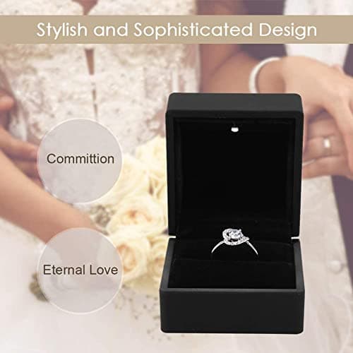 Salmue Boîte-cadeau de bijoux avec lumière LED, collier Bracelet bagues pendentif étui de rangement pour proposition de mariage fiançailles Saint-Valentin faveurs anniversaires breloques (Bague), 1, 1