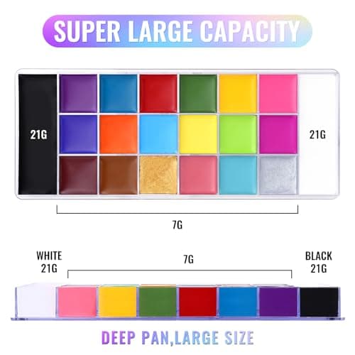 UCANBE Peinture Visage 20 Couleurs Imperméable - Fard Gras Peinture Corporelle Longue Durée Sécurité, Palette de Maquillage Halloween pour Enfants et Adultes, Théâtre, Carnaval, Scène, Clown, Cosplay
