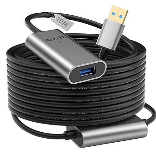 Alxum Actif USB 3.0 Câble Rallonge 10M, Mâle A vers Femelle A Répéteur Câble 5Gbps Compatible pour Oculus Rift, PS VR, Lecteur de Cartes, Clavier, Imprimante, Scanner, Caméra