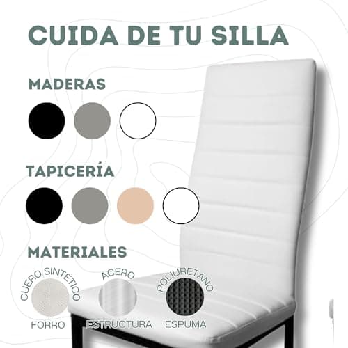 HOME DESIGN & CONFORT Lot de 6 chaises de salle à manger tapissées - (Noir)