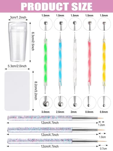 Kalolary Nail Art Stamper, Tampons à Ongle à Gelée et Grattoir, 3 Pièces Nail Art Design Pinceaux, 5 Pièces Nail Dotting Drawing Pens, Jelly Stamper French Smile DIY Outils de Manucure