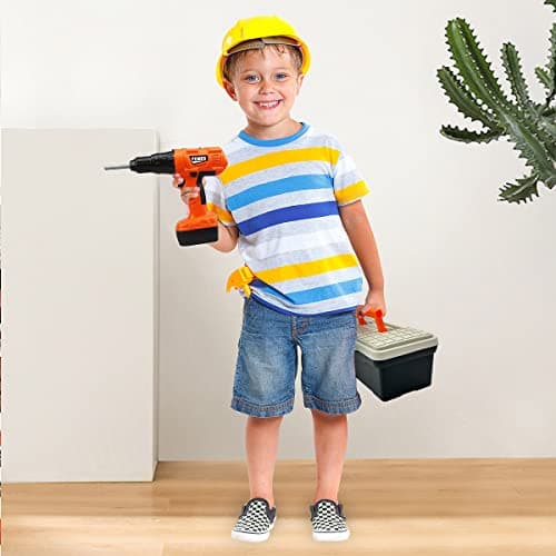 Hyrenee 45 Pièces Outils de Travail Jouet Enfants Constructions Boîte à Outils avec Perceuse Jeu D'imitation Jeu Éducatif Anniversaire Noël Cadeau pour Enfants 3 4 5 6 7 8 Ans