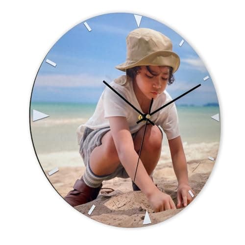 selfiemania Horloge Murale Personnalisable avec Votre Photo, visuel, Logo, 30 cm de Diamètre, en Bois MDF