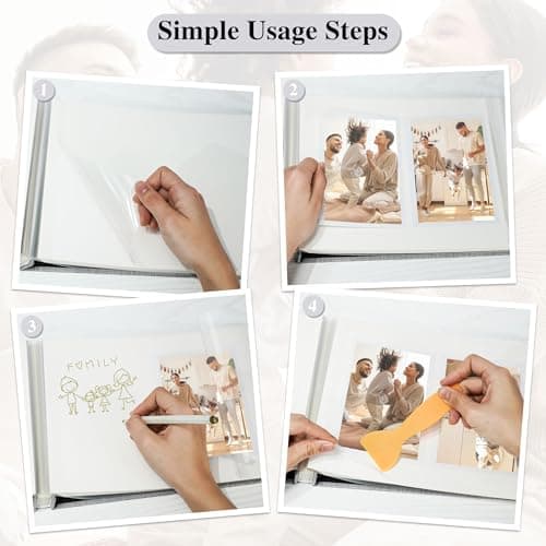 Vienrose Album Photo Adhesif 10x15 Petit Album Photo Vide 40 Pages en Lin Relié 21,5x30 cm DIY Album Scrapbooking avec Un Stylo Métallique pour Mariage Bébé Famille Voyage, Blanc