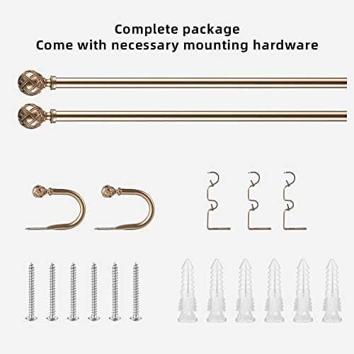 Ycolnaefllr - Tringle à Rideaux De 1 Pouce De DiamèTre, Or Chaud, Avec Embout En RéSine, 121-213cm, Avec Pattes De Fixation De Rideaux En RéSine - Tringle à Rideaux Extensible Double