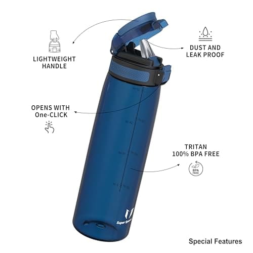 Super Sparrow Gourde 1L - Bouteille d'eau sans BPA - Gourde Sport Pour École, Plein Air