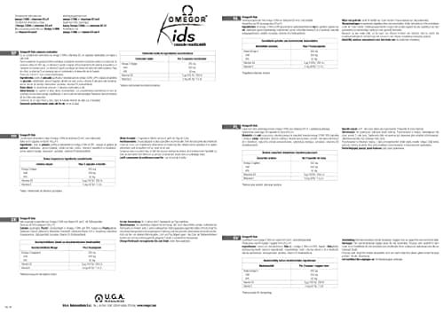 Gélules Omegor Kids | 250 mg d'oméga-3 DHA pour les enfants | Gélules molles exquises à croquer, créées à partir de gélatine de poisson | Goût sucré - Saveur délicate multifruits, 60 gélules