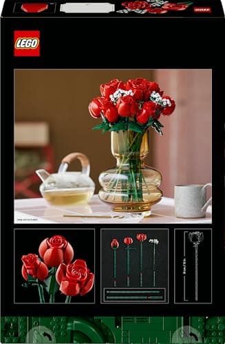 LEGO Icons Botanical Collection Le Bouquet de Roses, Fleurs Artificielles pour Décorer la Chambre, Cadeau d'anniversaire pour Adultes passionnés de Plantes 10328