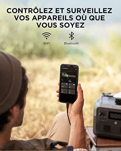 Station électrique portable ECOFLOW RIVER 2 MAX, batterie LiFeP04, 512 Wh charge rapide en 1 heure, sortie 1000 W avec X-boost, générateur solaire pour extérieur, camping-cars,domestique,balcon