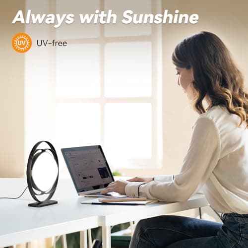 Lampe lumière du jour, lampe de luminothérapie 10000 Lux sans UV,lumière du jour avec 3 températures de couleur,4 minuteries,5 intensités lumineuses réglables,lampe solaire fonction mémoire(Noir)