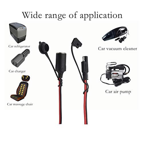 PNGKNYOCN Câble d'extension SAE vers prise allume-cigare femelle 12 V-24 V pour connexion rapide SAE 1,5 m