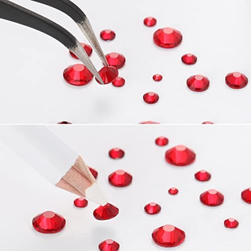 Beadsland strass pour le maquillage,8 tailles 2500pcs cristal dos plat strass visage pierres précieuses pour l'artisanat ongles avec des pinces et un crayon de cire,Le Siam,SS4-SS30