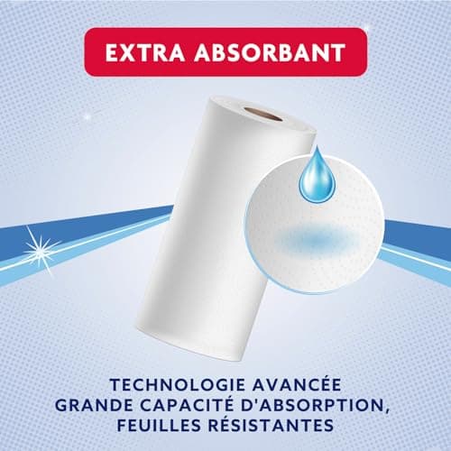 by Amazon Essuie-tout ULTRA, Extra Absorbant, 4 Rouleaux (1 Paquet de 4), 45 Feuilles par Rouleau, Essore et Réutilise, Certifié FSC