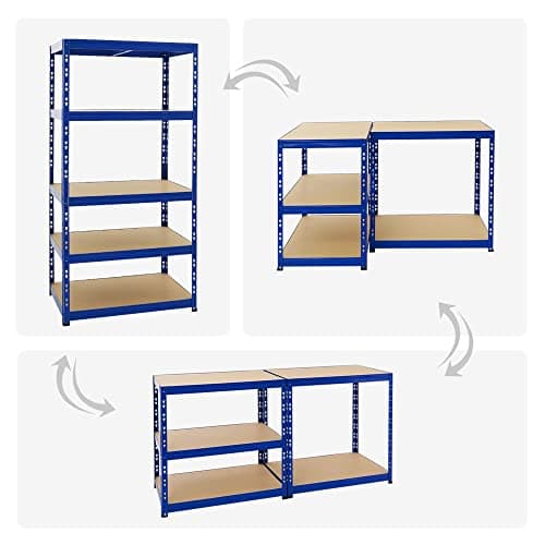 PROREGAL Mega Deal 4X Étagère Charge Lourde Tiger | HxLxP 180x90x60cm | 265kg par Niveau | Bleu | Étagère Robuste de Garage, Atelier, Cave, sous-Sol, Stockage, Rangement, rayonnage