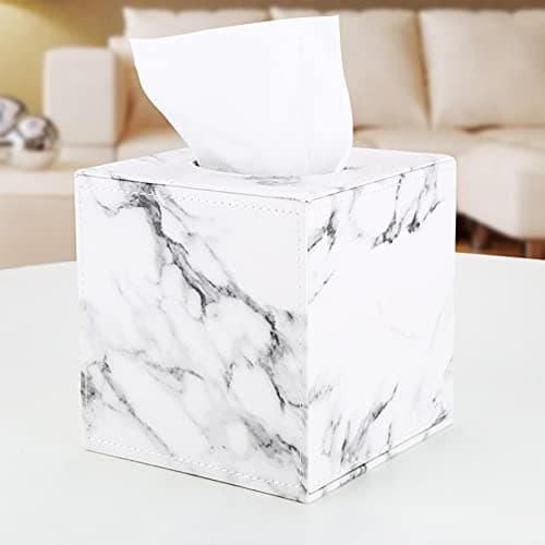 FYBlossom Boîte à Mouchoirs Rectangulaire Originale, Boîte à Mouchoirs en Cuir PU, Distributeur De Mouchoirs Marbre Europe du Nord pour Voiture Bureau Cuisine Salon (Style C)