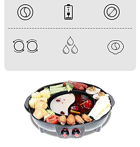 Hot Pot Barbecue électrique 2 en 1 multifonction - Poêle à griller anti-adhésive sans fumée - Convient pour 5 à 6 personnes