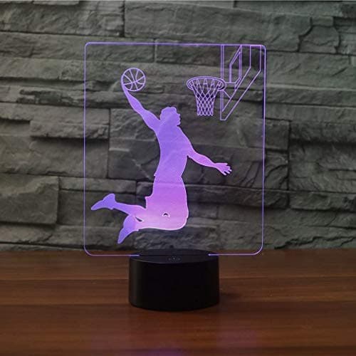 YTDZLTD Créatif 3D Basketball Nuit Lampe 16 Couleurs Changeantes Puissance USB Télécommande Contact Switch Lampe Décorative Illusion Optique LED Lampe de Table Anniversaire Noël Cadeau Enfants Jouets