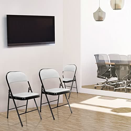hjh OFFICE Chaise Pliante rembourrée en Cuir synthétique TUDELA Chaise Visiteur, Charge maximale 130 kg, Blanc 803001