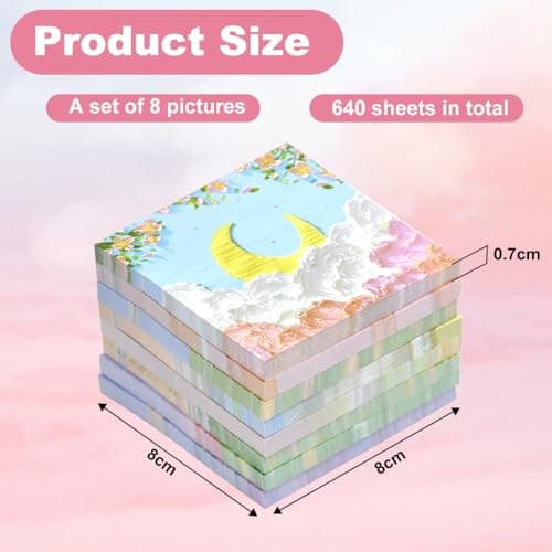 ANTHYTA 640 Pièces Notes Autocollantes Colorés, Notes Autocollantes Colorées 80x80mm, Notes Sticky, Super Sticky Notes Carrées, Notes Adhésives Roses pour École, Bureau, Maison, Réunion