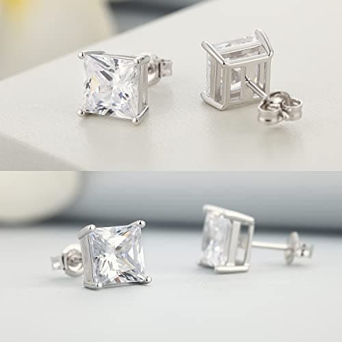 Boucles d'Oreilles Diamant Homme,Boucles d'Oreilles Argent Homme Carré,Boucles d'Oreilles Diamant Carré,Boucles d'Oreilles Zircone Cubique Carré Argent Sterling Boucles Doreille Homme