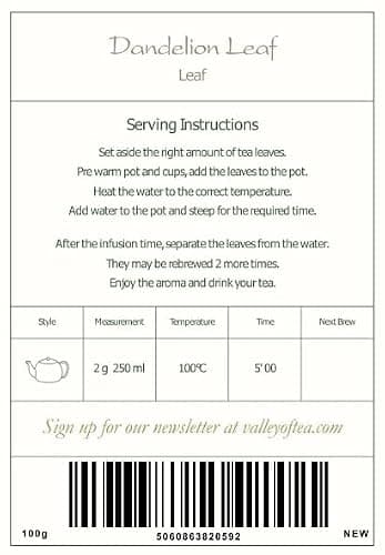 Pissenlit Feuilles Tisane Infusion - Feuille De Pissenlit Tisane De Pissenlit Tisane Thé De Pissenlit Bio Tisane Pissenlit Feuille Feuilles Pissenlit Bio 100G