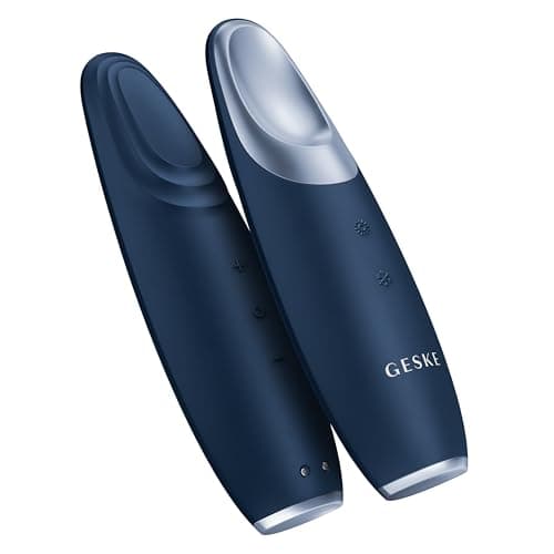 GESKE | SmartAppGuidedTM Warm & Cool Eye Energizer | 6 in 1 | Masseur oculaire | Masseur anti-cernes | Supprimer les poches sous les yeux et les paupières tombantes | Massage électrique des yeux