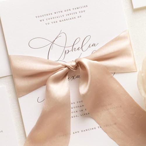 Ruban de Satin Rose Champagne 25mm x 22 Mètres, Rubans en Tissu pour Cadeau Emballage, Bouquets de Fleurs, Anniversaire Artisanat, Décoration de fête de Mariage