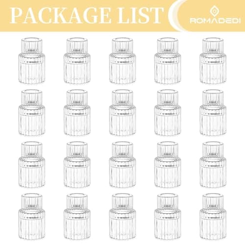 Romadedi Petite Chandelier Bougeoir Verre - Lot de 20 Bougeoir Decoratif Mariage Noel Decoration Maison, Supports pour Bougies Coniques Centre de Table Salon Chambre