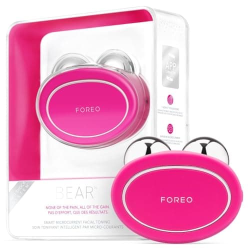 Foreo Bear Appareil Intelligent Lifting Par Micro-Courants - Masse Le Visage Sculpte La Mâchoire - Lifting Visage Non Invasif - Anti-Rides - Sûr Et Sans Douleur - Fuchsia
