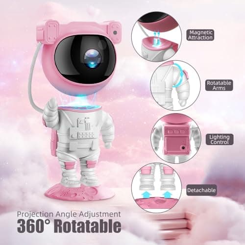 AceGamer Astronaute Projecteur Galaxie,Projecteur ciel etoile avec minuteur et télécommande et Angle Réglable,Astronaute Projecteur avec Nébuleuse et Étoile,Cadeaux Pour Enfants et Adultes