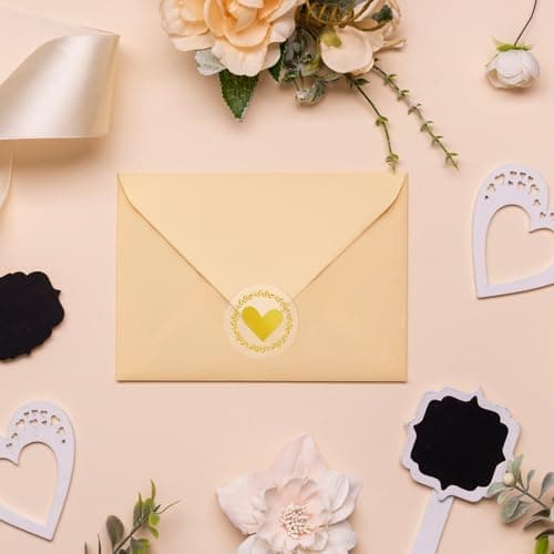 120PCS Autocollants Cœur Stickers Transparents Cœur Or Autocollant Adhésif pour Cadeau Cartes de Vœux Enveloppe Décoration Fête Saint-Valentin Noël Anniversaire Artisanat Cadeau (Or)