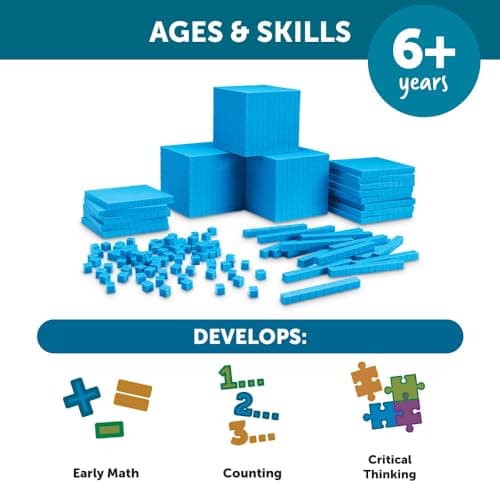 Learning Resources Kit pour la classe de base 10 en plastique rainuré, Bleu