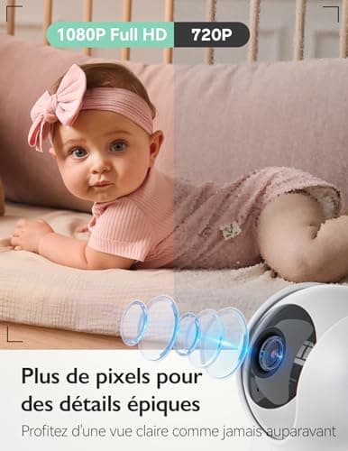 Momcozy Babyphone avec caméra Écran 5.5 Pouces Full HD 1080P Moniteur bébé sans WLAN 5800 mAh Vision Nocturne Claire, ECO, VOX, Audio bidirectionnel portée de 500 m, Prendre des Photos et des vidéos