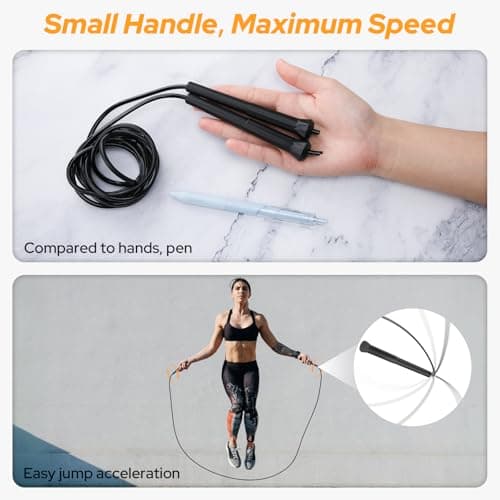 Euqvunn Corde a Sauter Sport 3 Mètres, Corde à Sauter Adulte PVC avec Sac, Corde Réglable pour Enfants, Hommes et Femmes, Entraînement Fitness sur le Pouce (Noir)