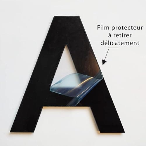Adzif.biz - Lettre F Décorative en Verre Acrylique Noir 4mm | Lettrage Élégant en Verre Synthétique pour Prénom, Mariage, Enseigne et Décoration