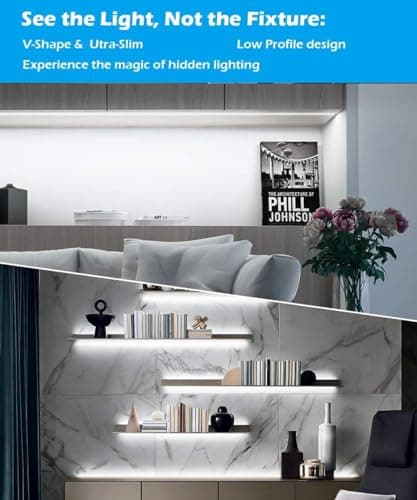 Cefrank LED Vitrine Kit d'éclairage en Forme de V – Lot de 4 lampes sous-unité à intensité variable,Barres Lumineuses de 30 cm,Total de 1200lm,Tous les Accessoires Inclus, 12W (Blanc, 6000k)