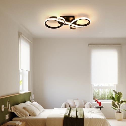 Mckalen Plafonnier LED Moderne 36W, Luminaire Plafonnier LED 4050LM, Lampe de Plafond LED Noir, Lumière Chaude 3000K pour Salon Chambre Salle à Manger, 42CM