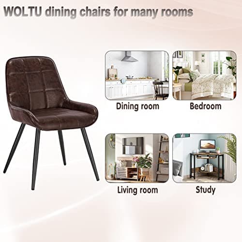 WOLTU Lot de 6 Chaises de Salle à Manger, Chaises Relaxantes en Simili Cuir, Chaises Scandinaves Ergonomiques avec Dossier pour Salon, Salle de séjour, Cuisine, Chambre, Marron foncé, BH332dbr-6