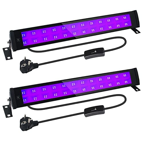 2 Pièces LED UV Lumière,50W lumière Noire de Barre UV Éclairage IP66 Imperméable,Lampe noire à 96 LEDs, Avec Fiche et Interrupteur,Blacklight Eclairage Pour Club Fête Terrasse Noël Scène Peinture Fluo