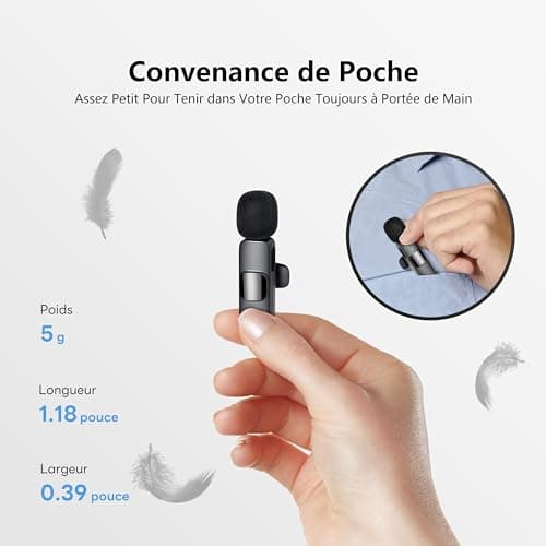 Qhot Micro Cravate sans Fil pour iPhone, Microphone Bluetooth Clip-on Lavalier sans Fil pour Enregistrement vidéo, Diffusion en Direct, Podcast, vlog, Youtube/TikTok (USB-C/ 2MIC)