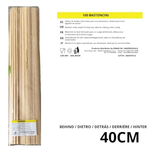Bâtonnets pour la barbe à papa 40 cm x 0,4 cm | 200 pièces
