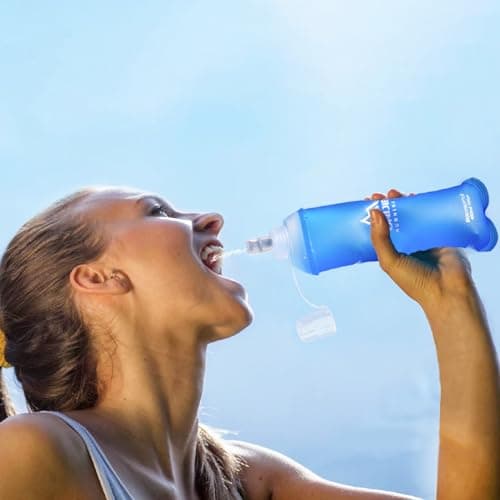 TRIWONDER Gourde Souple Pliable Flasque Running Bouteille d'eau Souple Poche Hydratation Réservoir d'eau Flacon pour Sport Utilisation en Extérieur (450 ML - 2 Pièces)