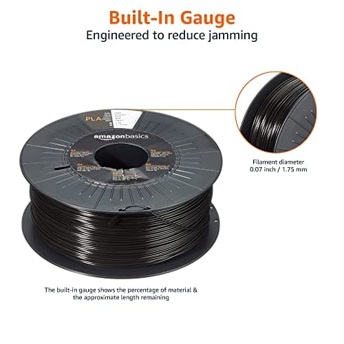 Amazon Basics Filament PLA pour imprimante 3D, 1.75 mm, Noir, Bobine, 1 kg, 1 Spool