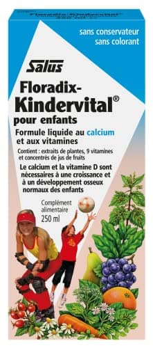 Salus Floradix Kindervital, Pour Enfants, Formule Liquide Enrichie en Calcium et Vitamine D pour la Santé et le Développement des Os, 250 ml