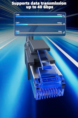 Ercielook Câble LAN CAT8 haute vitesse de 10 m pour l'extérieur et l'intérieur, rallonge de câble LAN 40 Gbit/s pour routeur, gaming, modem