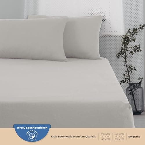 Nomads CozyCotton Drap-Housse en Jersey 140x200 cm Crème 100% Coton. Parure de lit Matelas et lit tapissier. Draps jusqu'à 30 cm. Draps Housses Doux adaptés Drap Housse 140x190 Certifié Oeko-Tex 100