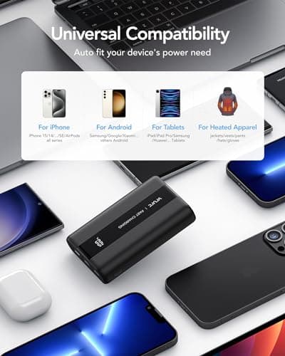 VRURC Batterie Externe 20000mAh USB C Mini Power Bank Charge Rapide 22.5W Batterie Portable avec 3 Ports USB Sortie et LED Display pour Samsung, iPhone,Huawei,Xiaomi etc