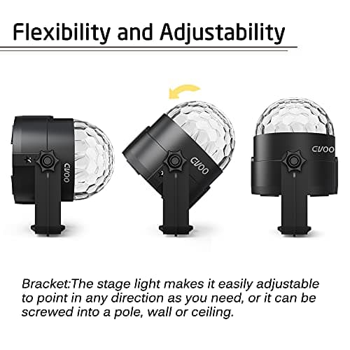 Gvoo Lampe de Scène, 360° Rotative Boule Disco Jeux de Lumière 5W Ampoules LED 7 RGB à Commande Sonore Mini Projecteur Boule à Facette Eclairage pour Fête Soirée DJ Disco Bar Club Noël