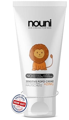 SOS Crème de protection des plaies + zinc 100 ml Crème Popo – Protection des plaies dans la zone des couches – Soin intensif pour la peau des enfants – Sans additifs nocifs nouni